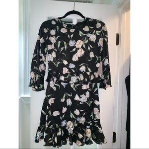 Avec Les Filles Floral-Print Ruffle Dress